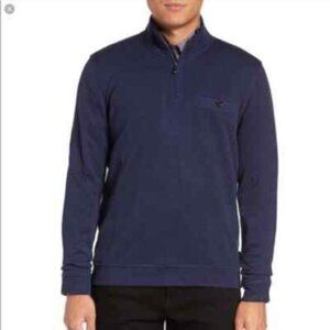 Ted Baker Men's Valerio Preppy Old Money Quarter Zip Sweater Pullover Navy L